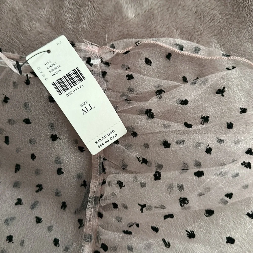Anthropologie Sheer Polka Dot Ruffle Gloves in Blush and Black